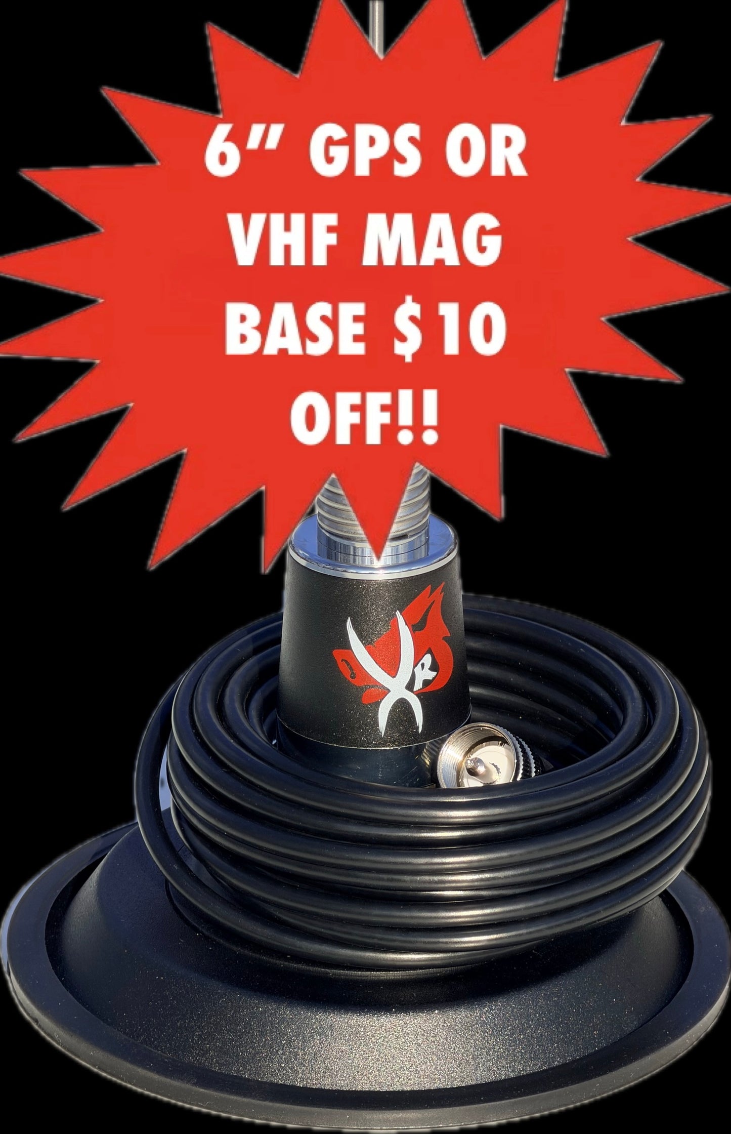 VHF Xtenda Range 6” Mag Base With Spring Antenna